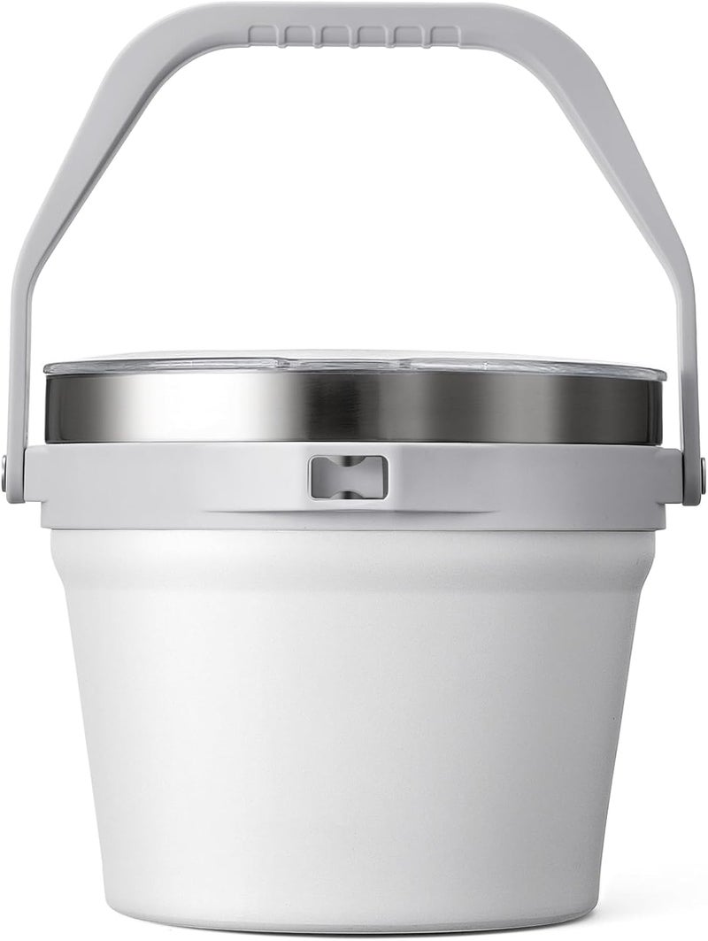 COKTIK 7L Insulated Ice Bucket with Lid，Double Wall Vacuum Stainless Steel Beverage Bucket Keeps Frozen Longer，Holds 6 Longnecks or 3 Bottles of Wine，for hot food, Large Parties(No Accessories, White) - Image 1